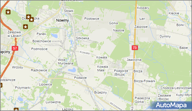 mapa Kowala gmina Sitkówka-Nowiny, Kowala gmina Sitkówka-Nowiny na mapie Targeo