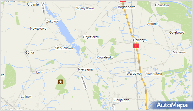 mapa Kowalewko gmina Oborniki, Kowalewko gmina Oborniki na mapie Targeo