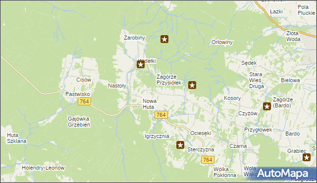 mapa Koziel gmina Raków, Koziel gmina Raków na mapie Targeo