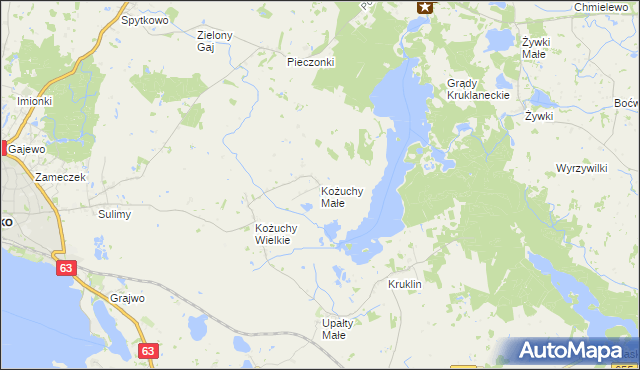 mapa Kożuchy Małe, Kożuchy Małe na mapie Targeo