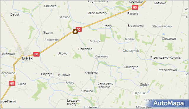 mapa Krajkowo gmina Drobin, Krajkowo gmina Drobin na mapie Targeo