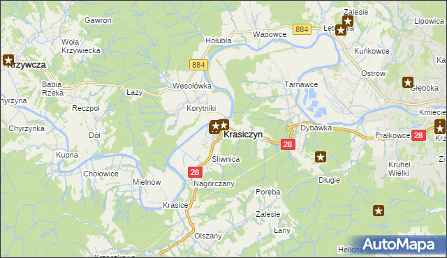 mapa Krasiczyn, Krasiczyn na mapie Targeo