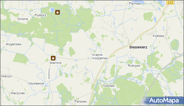 mapa Kraśnik Koszaliński, Kraśnik Koszaliński na mapie Targeo