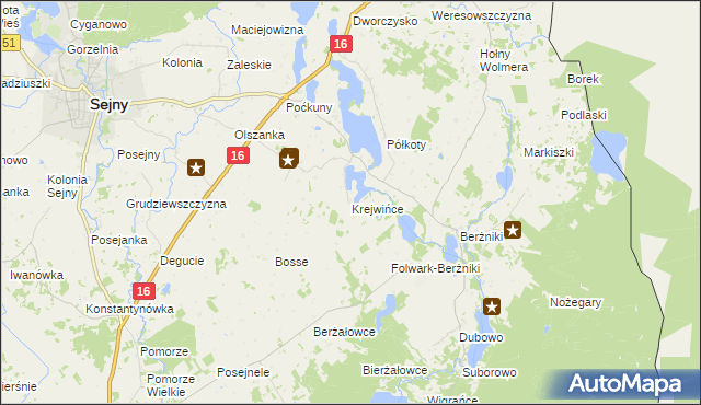 mapa Krejwińce, Krejwińce na mapie Targeo