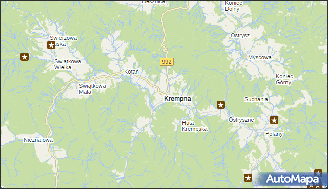 mapa Krempna, Krempna na mapie Targeo