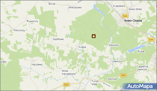 mapa Krępa gmina Lipowiec Kościelny, Krępa gmina Lipowiec Kościelny na mapie Targeo