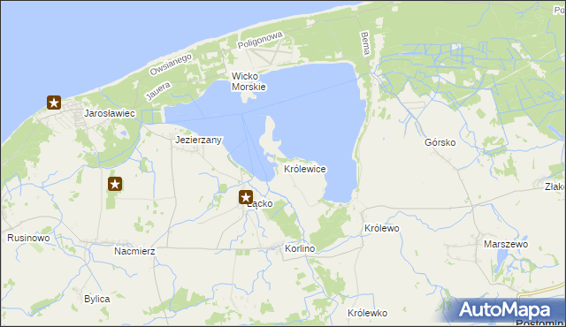 mapa Królewice gmina Postomino, Królewice gmina Postomino na mapie Targeo