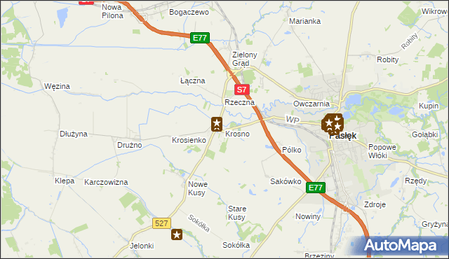 mapa Krosno gmina Pasłęk, Krosno gmina Pasłęk na mapie Targeo