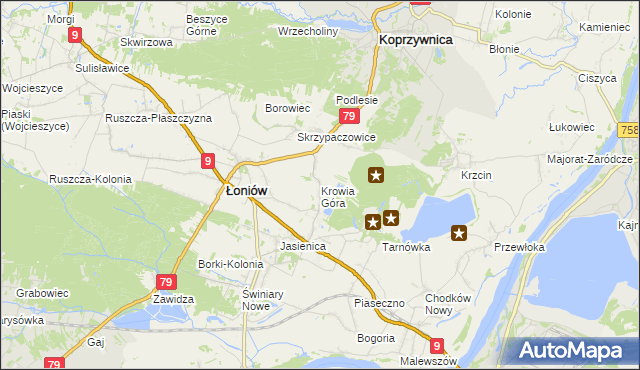 mapa Krowia Góra, Krowia Góra na mapie Targeo