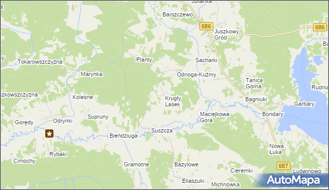 mapa Krugły Lasek, Krugły Lasek na mapie Targeo