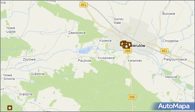 mapa Kruszowice, Kruszowice na mapie Targeo