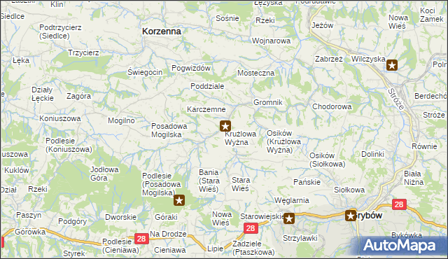 mapa Krużlowa Wyżna, Krużlowa Wyżna na mapie Targeo