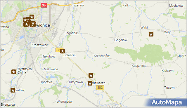 mapa Krzczonów gmina Świdnica, Krzczonów gmina Świdnica na mapie Targeo