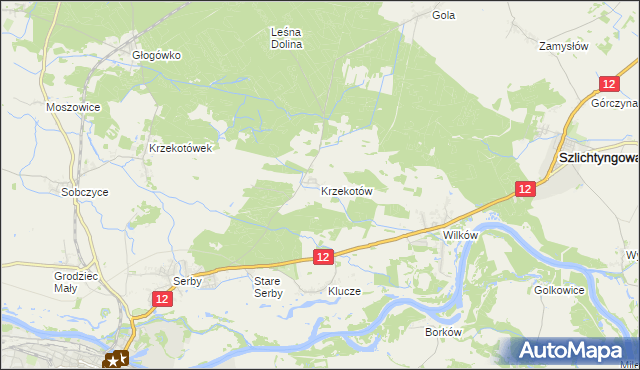 mapa Krzekotów, Krzekotów na mapie Targeo