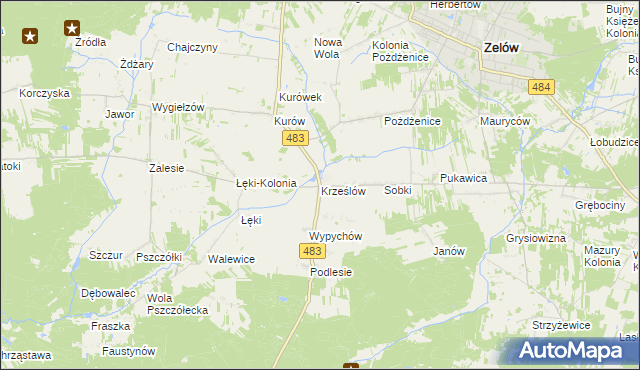 mapa Krześlów, Krześlów na mapie Targeo