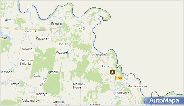 mapa Krzyczew, Krzyczew na mapie Targeo