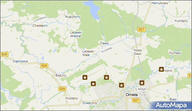 mapa Krzykały, Krzykały na mapie Targeo