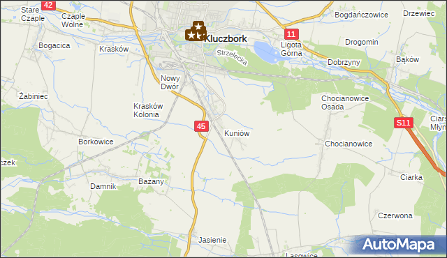 mapa Kuniów, Kuniów na mapie Targeo