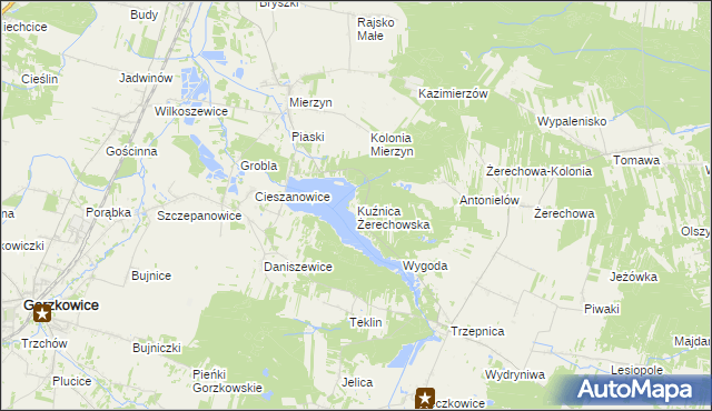 mapa Kuźnica Żerechowska, Kuźnica Żerechowska na mapie Targeo
