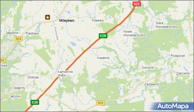 mapa Kwietnik, Kwietnik na mapie Targeo