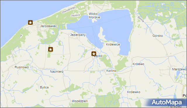 mapa Łącko gmina Postomino, Łącko gmina Postomino na mapie Targeo