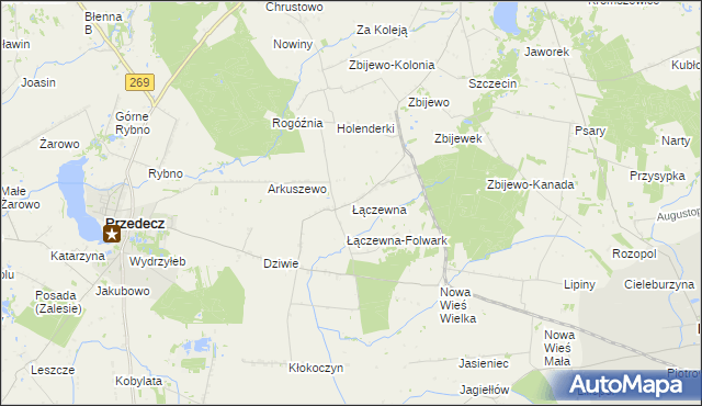 mapa Łączewna gmina Przedecz, Łączewna gmina Przedecz na mapie Targeo