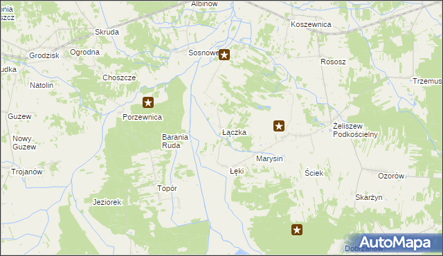 mapa Łączka gmina Kotuń, Łączka gmina Kotuń na mapie Targeo