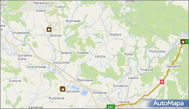 mapa Łączna gmina Kłodzko, Łączna gmina Kłodzko na mapie Targeo