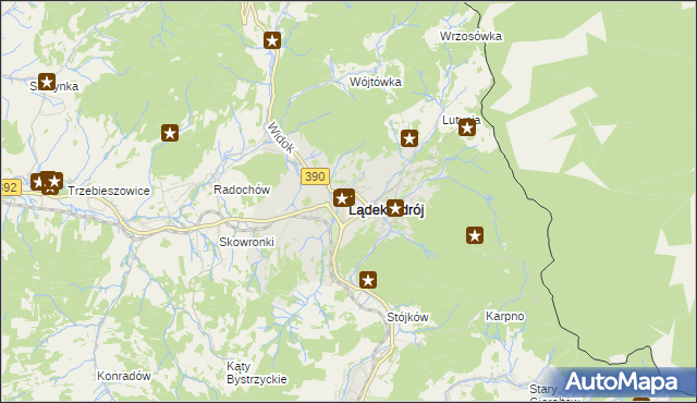 mapa Lądek-Zdrój, Lądek-Zdrój na mapie Targeo