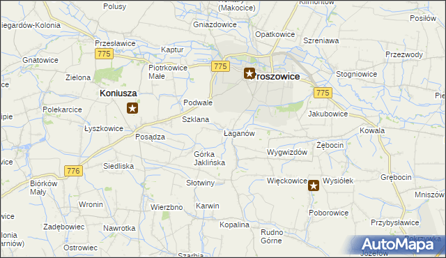 mapa Łaganów, Łaganów na mapie Targeo