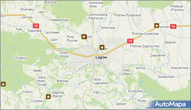 mapa Łagów powiat kielecki, Łagów powiat kielecki na mapie Targeo