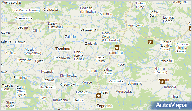 mapa Łąkta Dolna, Łąkta Dolna na mapie Targeo