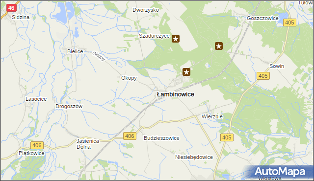 mapa Łambinowice, Łambinowice na mapie Targeo