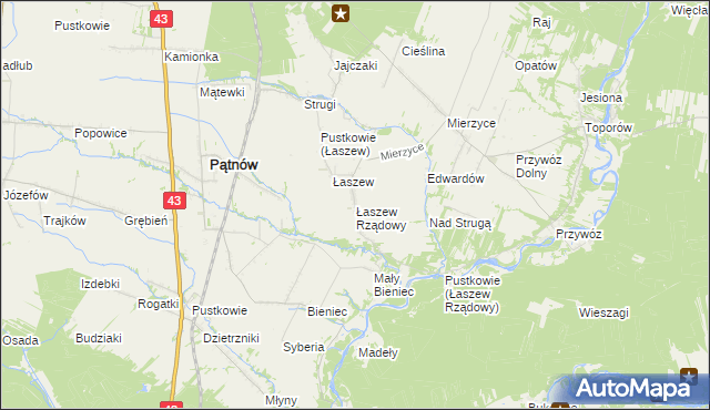 mapa Łaszew Rządowy, Łaszew Rządowy na mapie Targeo