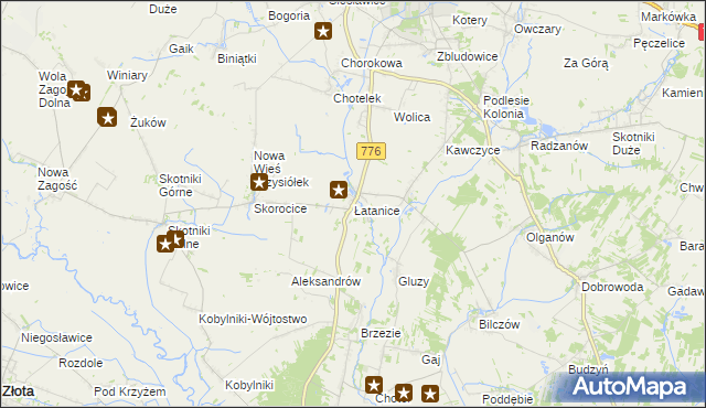 mapa Łatanice, Łatanice na mapie Targeo