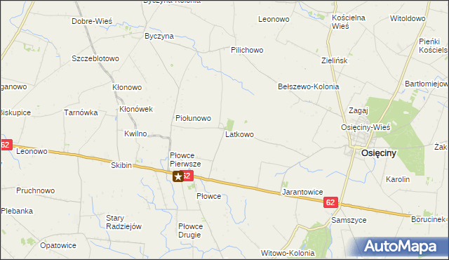 mapa Latkowo gmina Osięciny, Latkowo gmina Osięciny na mapie Targeo
