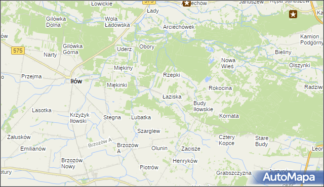 mapa Łaziska gmina Iłów, Łaziska gmina Iłów na mapie Targeo