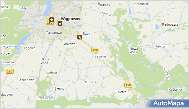 mapa Łaziska gmina Wągrowiec, Łaziska gmina Wągrowiec na mapie Targeo