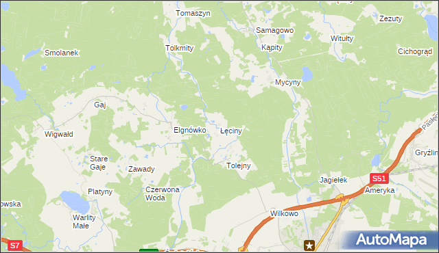 mapa Łęciny, Łęciny na mapie Targeo