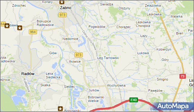 mapa Łęg Tarnowski, Łęg Tarnowski na mapie Targeo