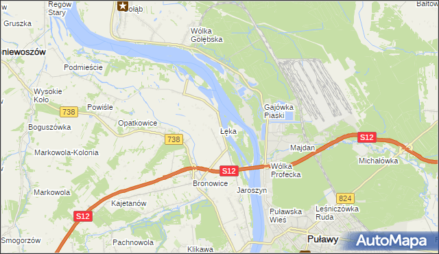 mapa Łęka gmina Puławy, Łęka gmina Puławy na mapie Targeo