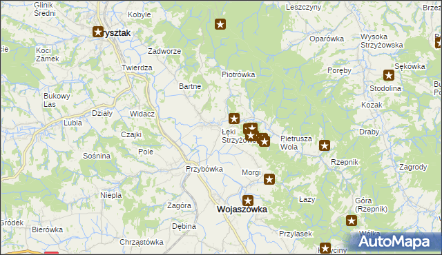 mapa Łęki Strzyżowskie, Łęki Strzyżowskie na mapie Targeo