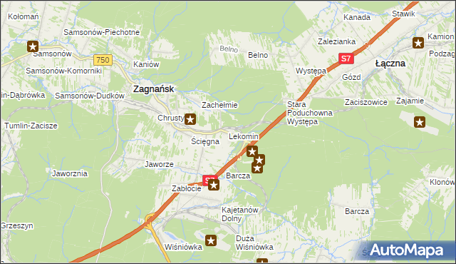 mapa Lekomin, Lekomin na mapie Targeo