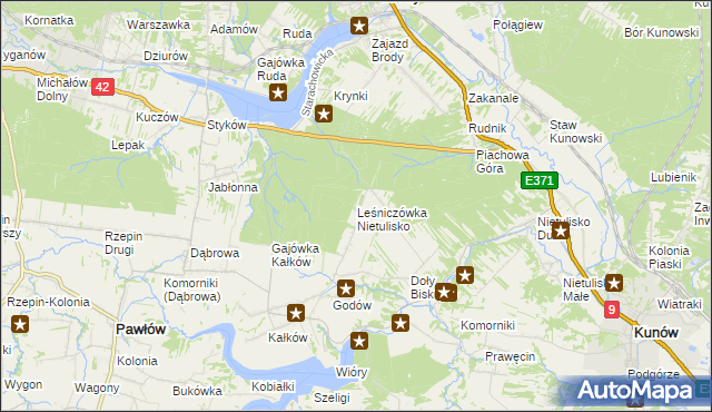 mapa Leśniczówka Nietulisko, Leśniczówka Nietulisko na mapie Targeo