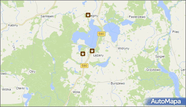 mapa Łężany gmina Reszel, Łężany gmina Reszel na mapie Targeo