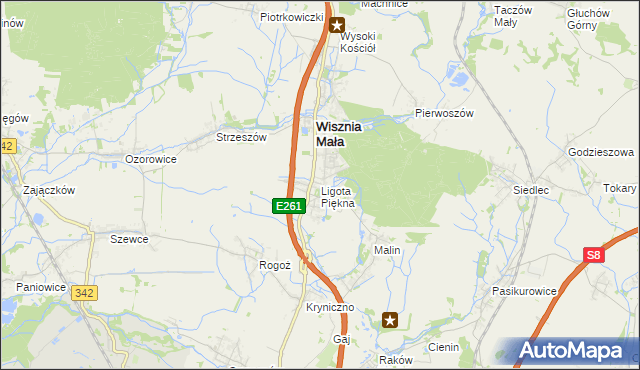 mapa Ligota Piękna, Ligota Piękna na mapie Targeo