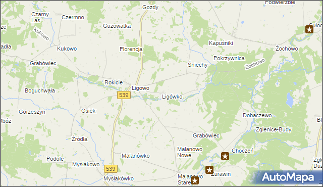 mapa Ligówko, Ligówko na mapie Targeo