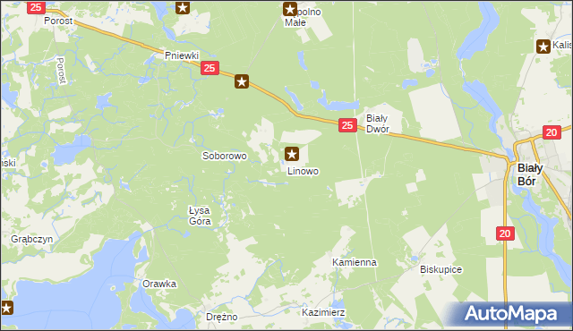 mapa Linowo gmina Biały Bór, Linowo gmina Biały Bór na mapie Targeo