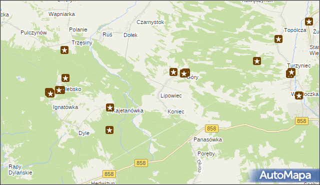 mapa Lipowiec gmina Tereszpol, Lipowiec gmina Tereszpol na mapie Targeo