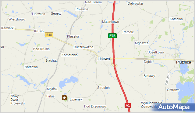 mapa Lisewo powiat chełmiński, Lisewo powiat chełmiński na mapie Targeo